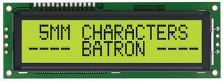 BATRON BTHQ21605VSS-SRE Alphanumeric LCD, 16 x 2, Black on Yellow / Green, 5V, Parallel, English, Japanese, Reflective