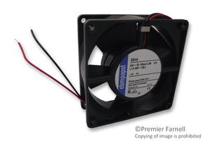 EBM-PAPST 3314 DC Axial Fan, 24 V, Square, 92 mm, 32 mm, Ball Bearing, 47 CFM