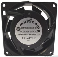 MULTICOMP SF23080AT/2082HBL.GN AC Axial Fan, 220V to 240V, Square, 80 mm, 25 mm, Ball Bearing, 22 CFM