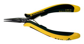 BERNSTEIN WERKZEUGFABRIK 3-685-15 Snipe Nose Pliers, Conductive, 140mm, ESD Safe, Plain Jaw, Precision Adjustment