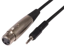 PRO SIGNAL PSG00763 Audio / Video Cable Assembly, XLR Socket, 3 Way, 3.5mm Stereo Jack Plug, 19.7 ft, 6 m, Black