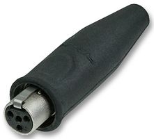REAN RT4FC-B-W XLR Connector, Mini XLR, 4 Contacts, Socket, Cable Mount, Gold Plated Contacts, Metal Body