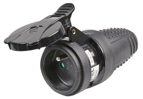 VELLEMAN E390F2 Power Entry Connector, Schuko, 16 A, Black, Rubber Body, 250 V