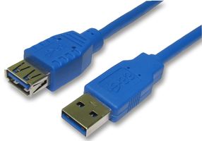 PRO SIGNAL CAC250024 USB Cable, Type A Plug to Type A Receptacle, 5 m, 16.4 ft, USB 3.0, Blue
