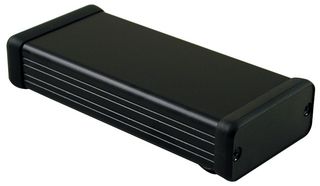 HAMMOND 1455C1202BK Metal Enclosure, 1455 Series, Extruded With Plastic End Panels, Small, Extruded Aluminium, 23 mm