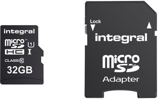 INTEGRAL INMSDH32G10-90U1 MicroSDHC Memory Card, Ultima Pro, 32GB, Class 10, 90Mbps, with SD Adapter