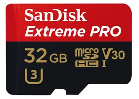 SANDISK SDSQXCG-032G-GN6MA Extreme Pro MicroSDHC Class 10 U3 V30 Memory Card, 32GB 95MB/s 90MB/s