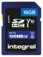 INTEGRAL INSDH16G-100V10 SDHC Memory Card, High Speed, UHS-I, U1 V10, 16GB, 100Mbps