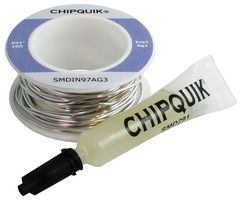 CHIP QUIK SMDIN97AG3 Solder Wire, No Clean, 143 °C Melting Temperature, 0.8mm Diameter, 97, 3 In, Ag Alloy