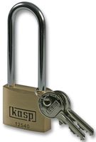 KASP SECURITY K12540L63A1 Padlock, Brass, Keyed Alike Long Shackled, 6.4mm Dia, 63mm Vertical, 22mm Horizontal