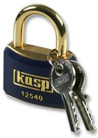 KASP SECURITY K12440BLUD Padlock, Brass, Double Bolted Locking Mechanism, 6.4mm Dia, 20mm Vertical, 20mm Horizontal