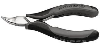 KNIPEX 35 42 115 ESD Pliers, 115mm Length, 45° Bent Half-round Jaw Mirror Polished ESD Electronic