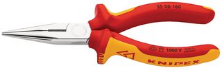 KNIPEX 25 06 160 Pliers, 160mm Length, Snipe Nose Side Cutting, 2.5mm Length, Capacity