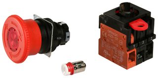 OMRON STI A22EL-M-24A-11 EMERGENCY STOP SWITCH, SPST-NC / SPST-NO