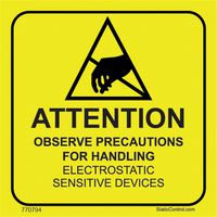 SCS 770794 LABEL, 50.8MM X 50.8MM, BLACK/YELLOW