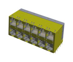 AMPHENOL COMMUNICATIONS SOLUTIONS RJMG3266N11G0ER RJ45 CONN, R/A JACK, 8P8C, 12PORT, TH