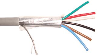 BELDEN 6504FE 877500 SHIELDED MULTICONDUCTOR CABLE, 6 CONDUCTOR, 22AWG, 500FT, 300V