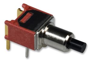 E-SWITCH 800SP9B6M6RE. PUSHBUTTON SWITCH, SPST, 3A, 120VAC, 28V