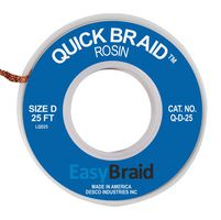 EASYBRAID Q-D-25 DESOLDERING BRAID, 0.1" X 25FT, BLUE