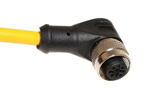 MUELLER ELECTRIC C5D11M004 M12 CORDSET, 5-POSITION FEMALE RIGHT ANGLE-OPEN END, 22 AWG, 4M 68AK2122