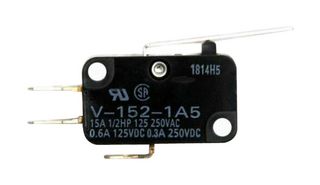 OMRON ELECTRONIC COMPONENTS V-152-1A5 MICRO SW, SPDT, 15A, 250VAC, SOLDER LUG