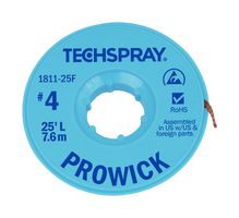 TECHSPRAY 1811-25F DESOLDERING BRAID, 25FT X 2.5MM, COPPER